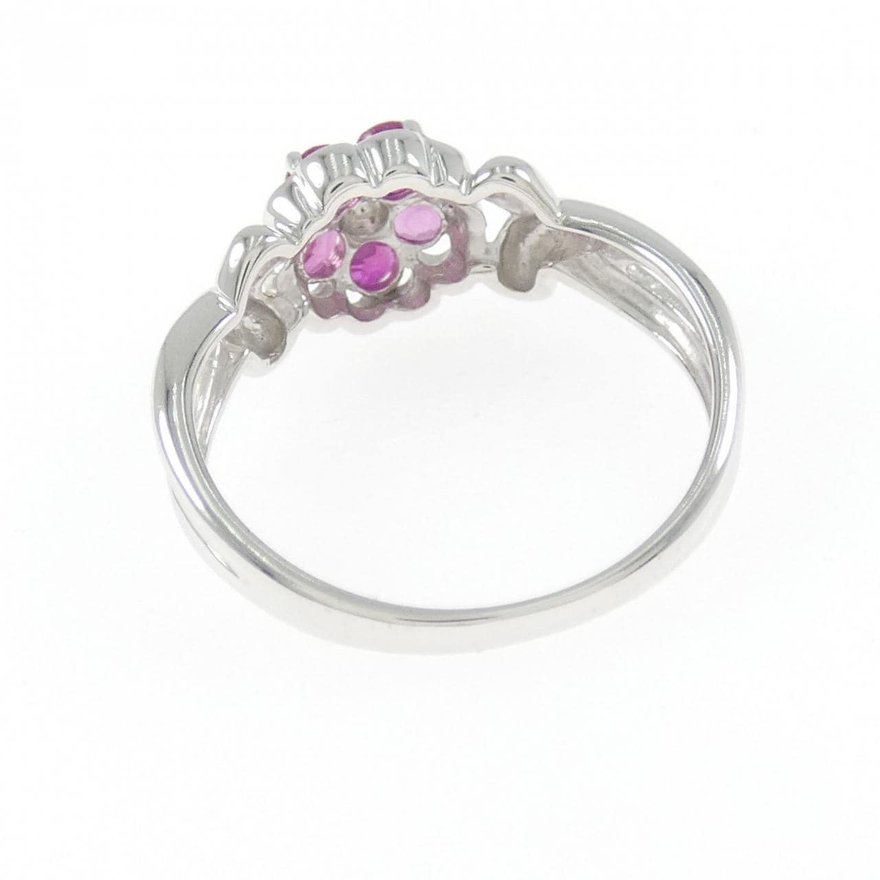 K18WG フラワー ルビー リング