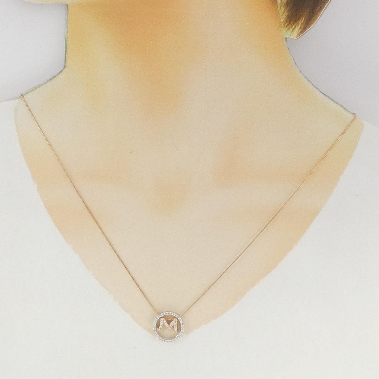 K18PG/K14WG イニシャルM ダイヤモンド ネックレス 0.33CT