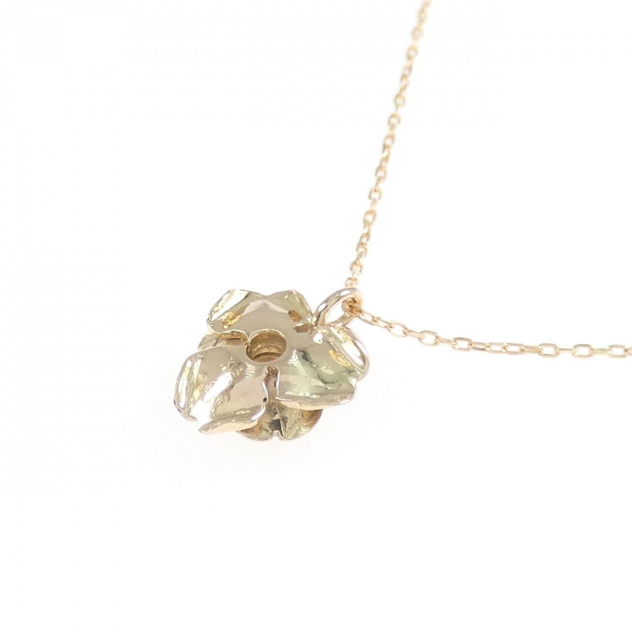 K18PG フラワー ダイヤモンド ネックレス 0.10CT