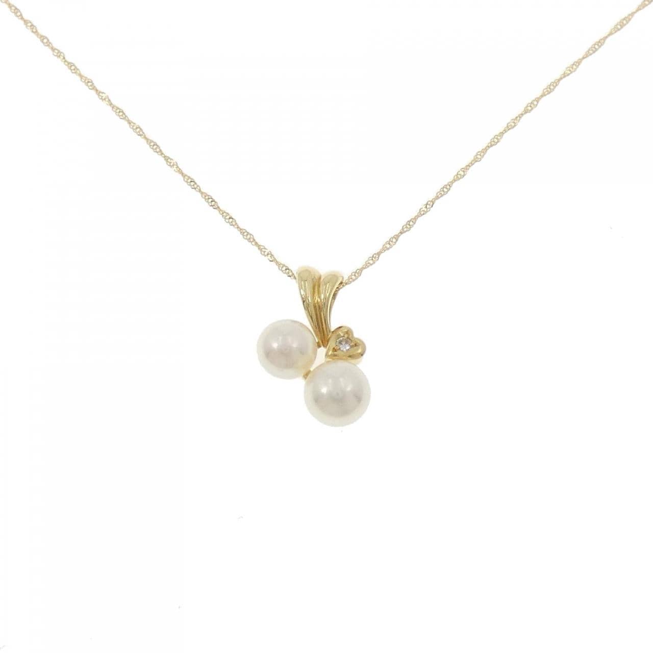K18YG heart Akoya pearl necklace