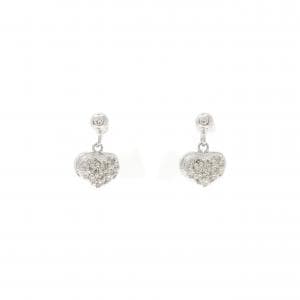 K14WG ハート ダイヤモンド ピアス 0.12CT