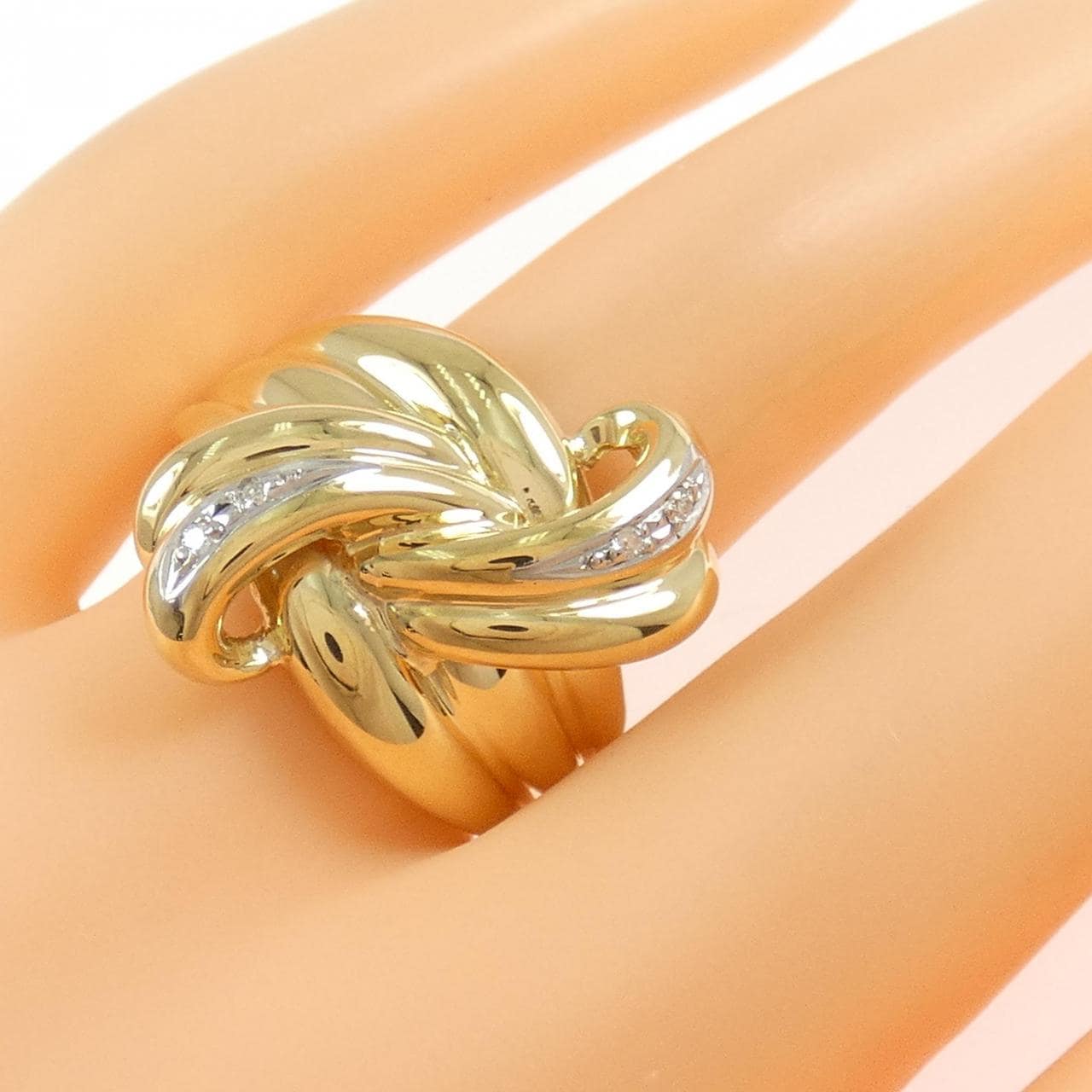 K18YG/PT900 ダイヤモンド リング 0.04CT