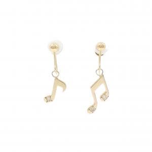 K18YG 音符 ダイヤモンド イヤリング 0.05CT