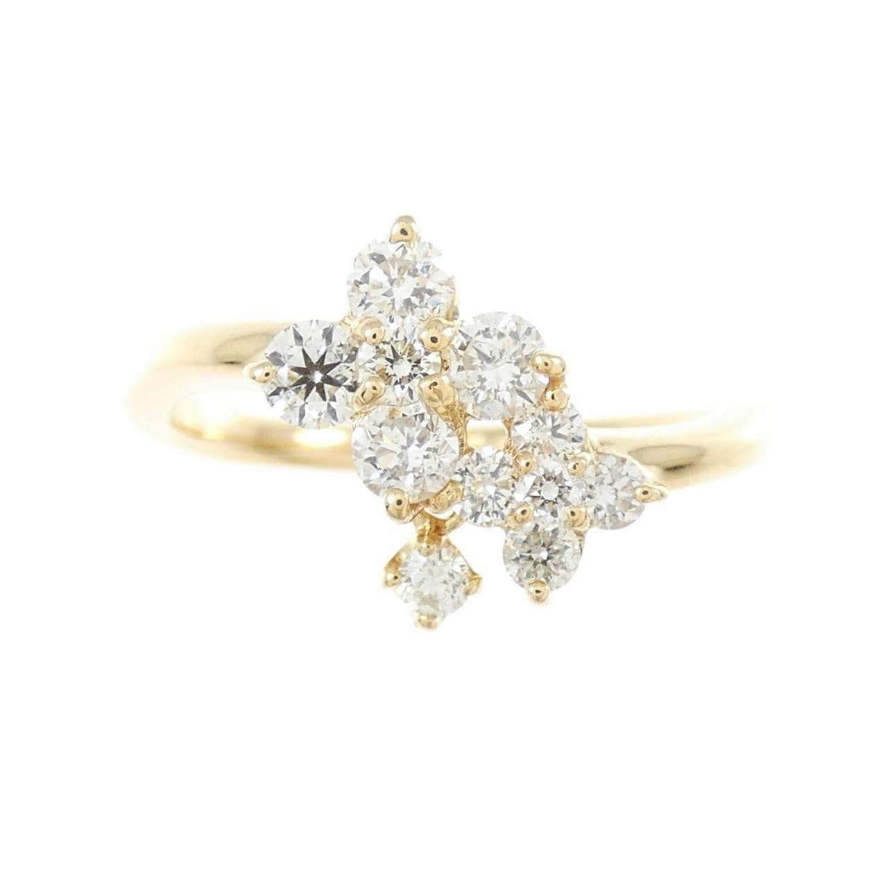 K18YG フラワー ダイヤモンド リング 0.45CT