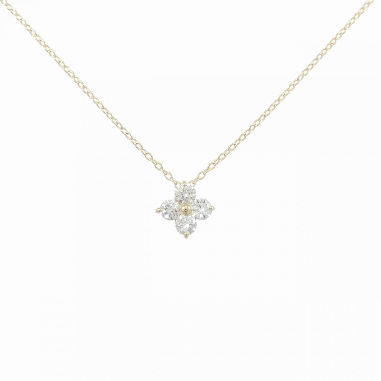 【リメイク】K10YG フラワー ダイヤモンド ネックレス 0.20CT