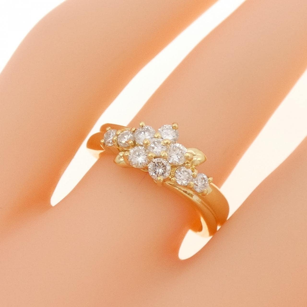 K18YG フラワー ダイヤモンド リング 0.50CT