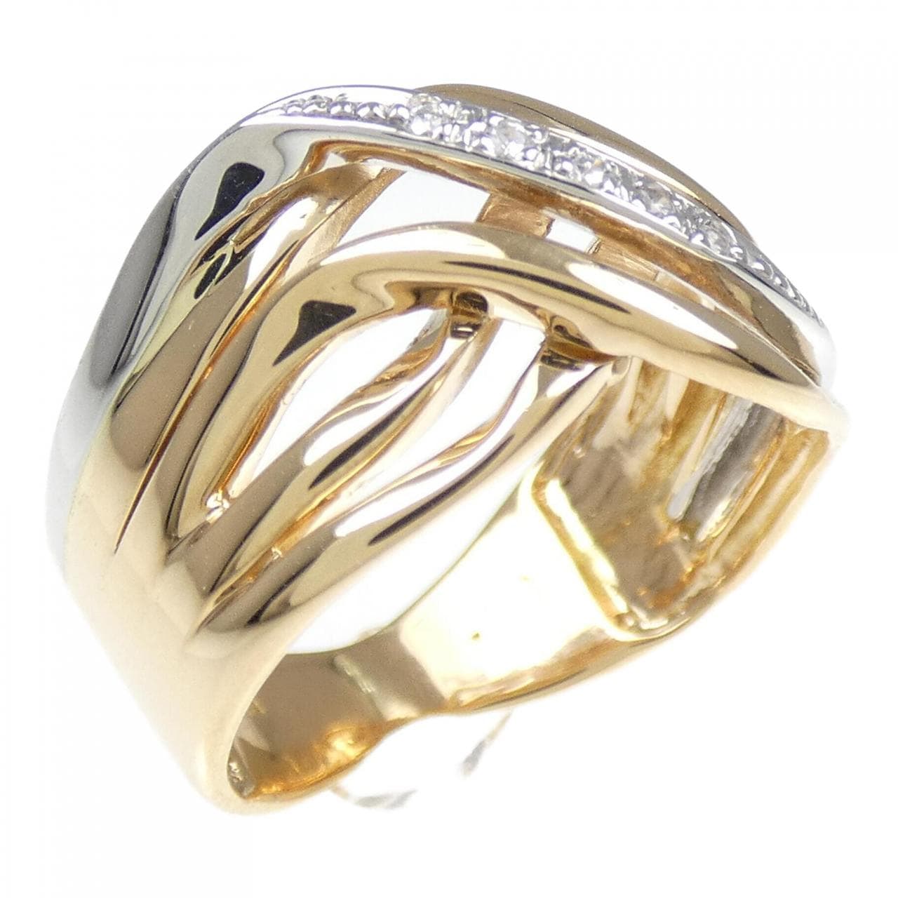 K18YG/PT Diamond ring 0.03CT