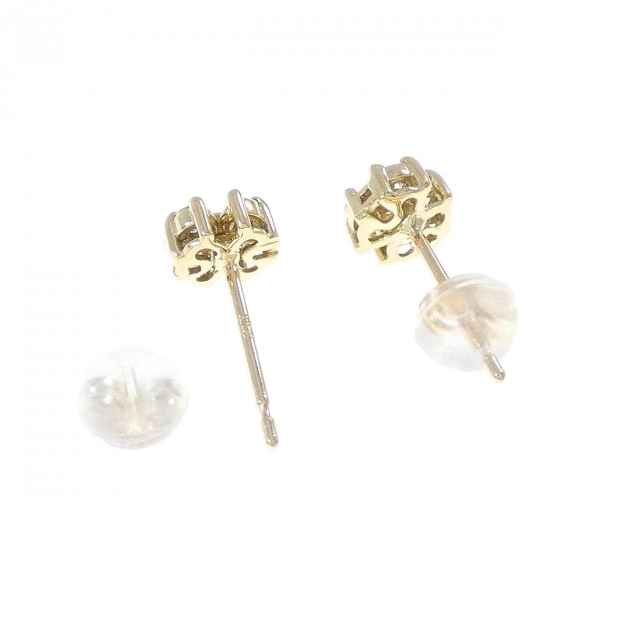 K18YG フラワー ダイヤモンド ピアス