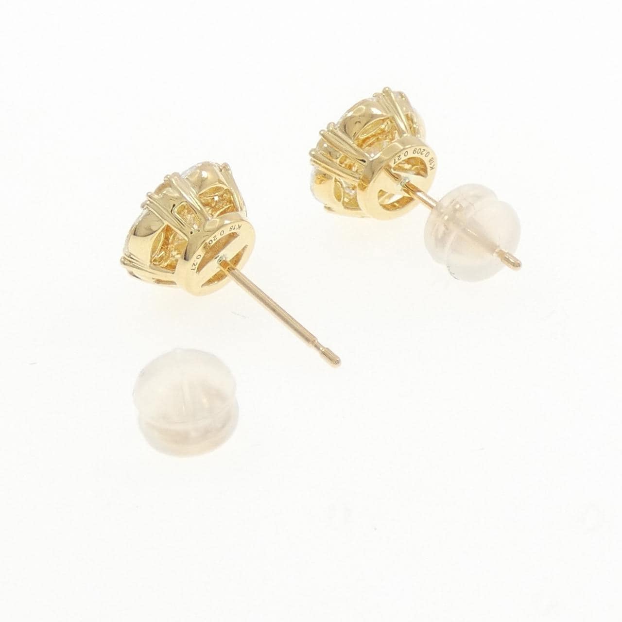 【新品】K18YG ダイヤモンド ピアス 0.209CT 0.204CT F SI2 Good