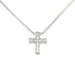 K18WG クロス ダイヤモンド ネックレス 0.30CT
