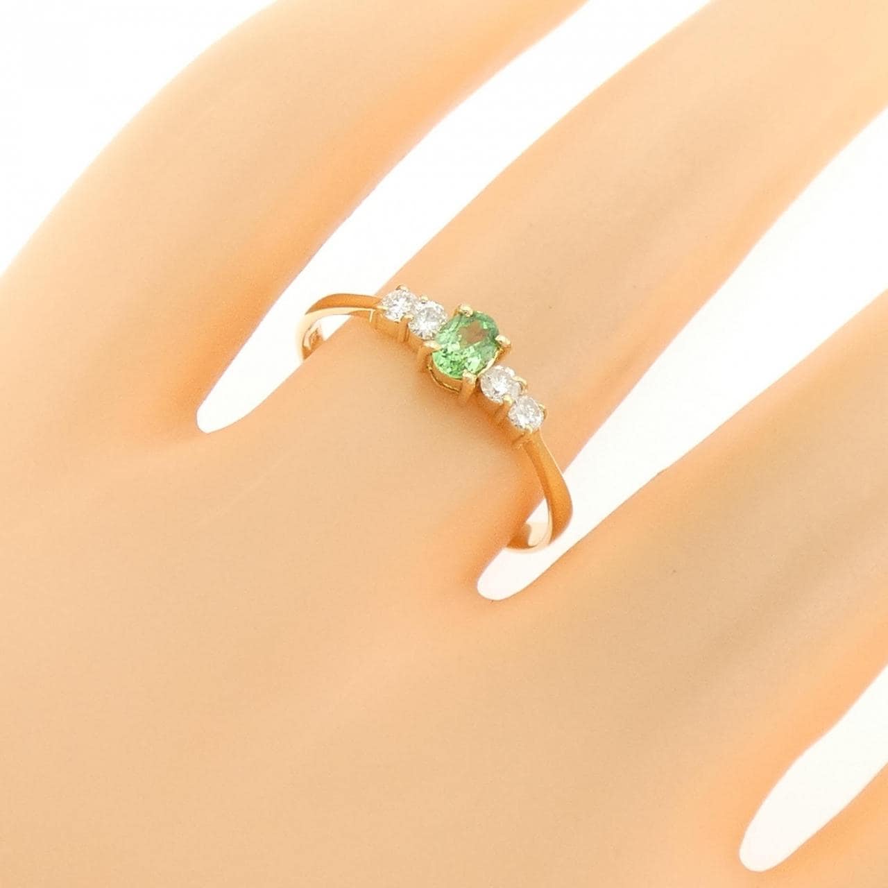 K18YG グリーンガーネット リング 0.19CT