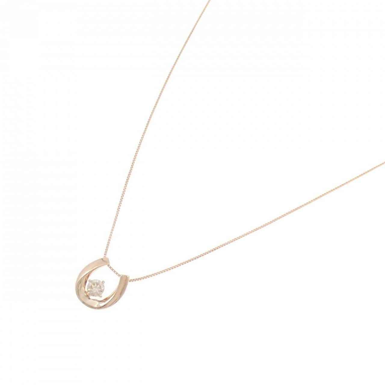 K18PG ホースシュー ダイヤモンド ネックレス 0.1CT