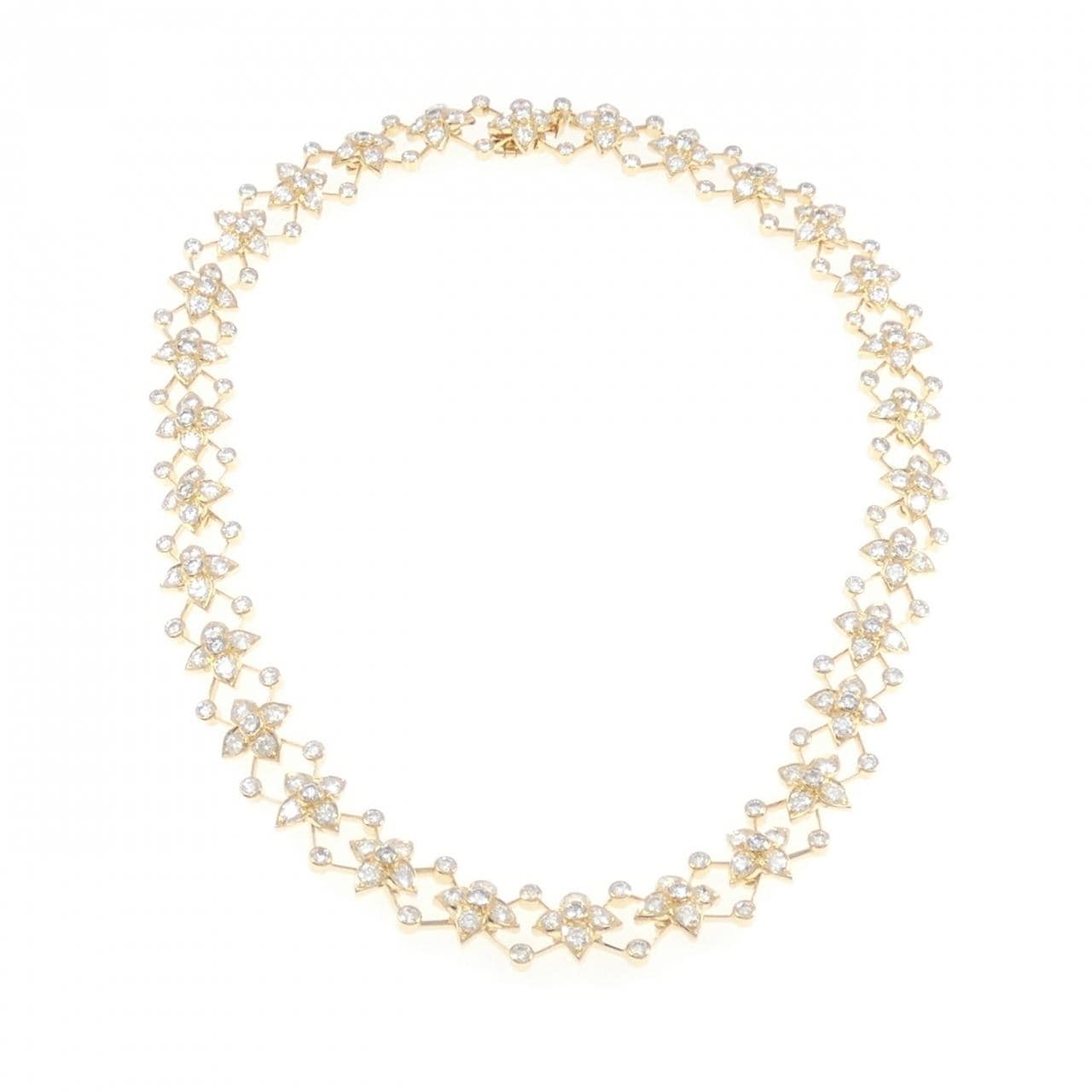 750YG フラワー ダイヤモンド ネックレス 12.94CT