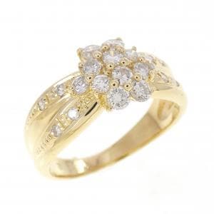 K18YG フラワー ダイヤモンド リング 0.56CT