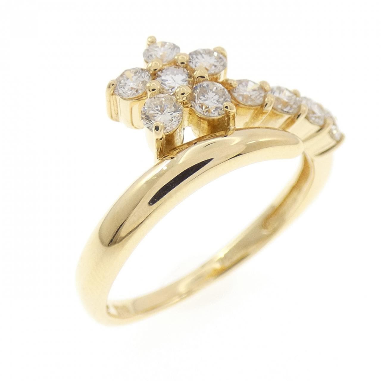 K18YG フラワー ダイヤモンド リング 0.50CT