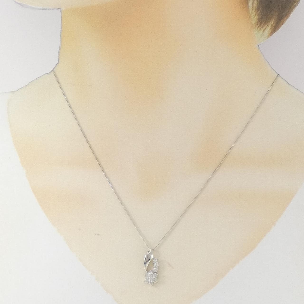 PT900/PT850 フラワー ダイヤモンド ネックレス 0.50CT