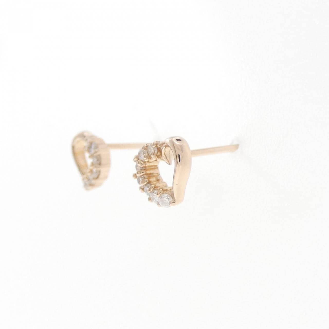 K18PG ハート ダイヤモンド ピアス 0.12CT