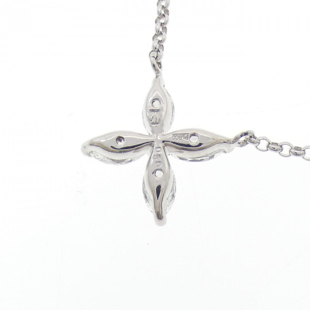 PT900/PT850 フラワー ダイヤモンド ネックレス 0.50CT