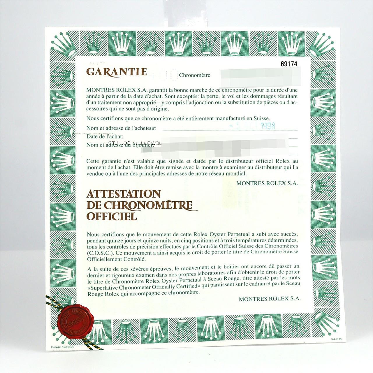 ロレックス デイトジャスト 69174 SSxWG 自動巻 U番