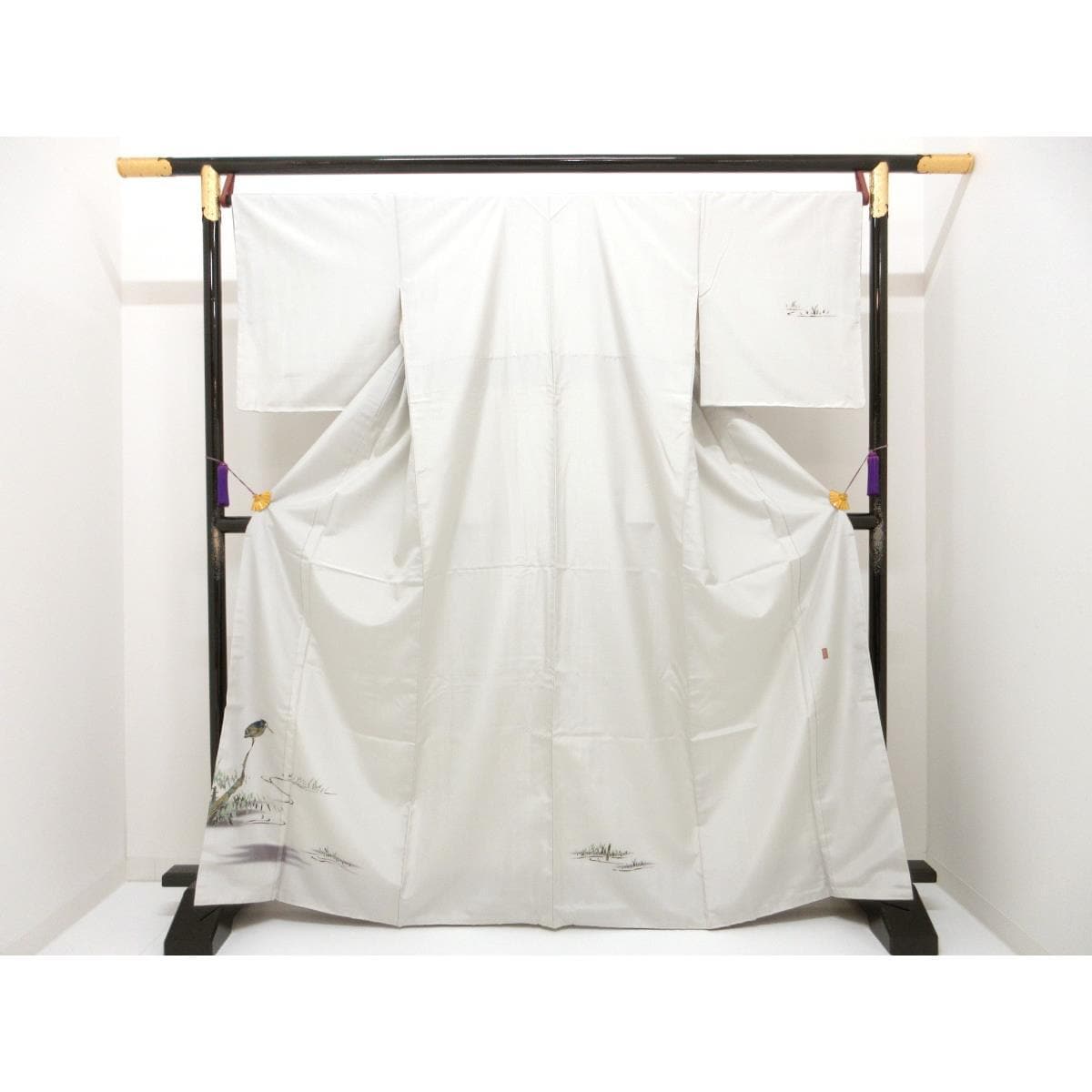 訪問着　柿本市郎　縞大島紬　身幅３Ｌ寸【本加賀友禅】