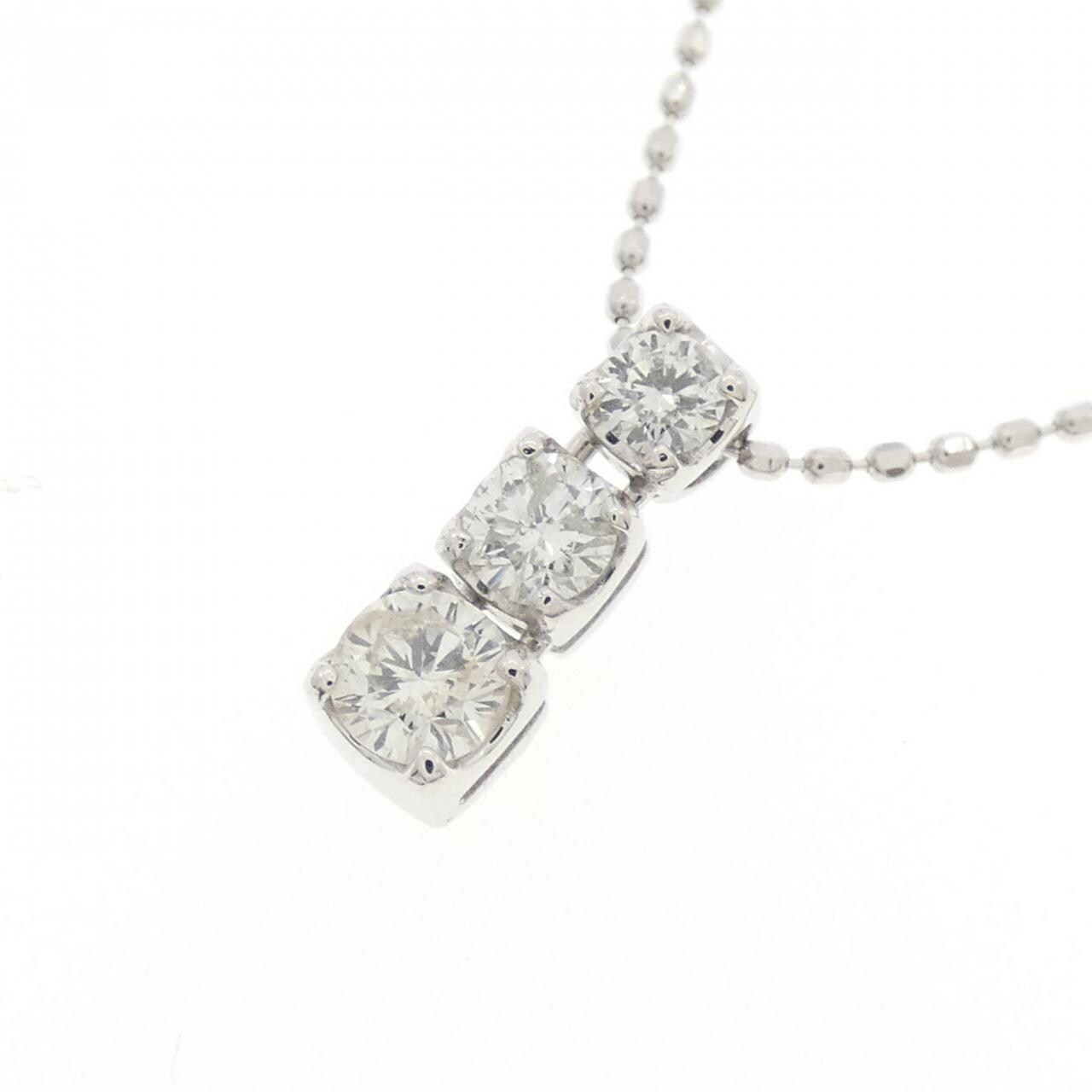 K18WG 三石鑽石項鍊 0.30CT