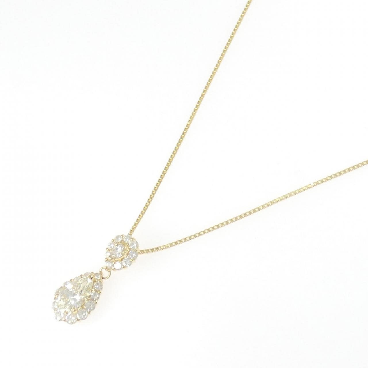 K18YG ダイヤモンド ネックレス 1.097CT L SI2 ペアシェイプ