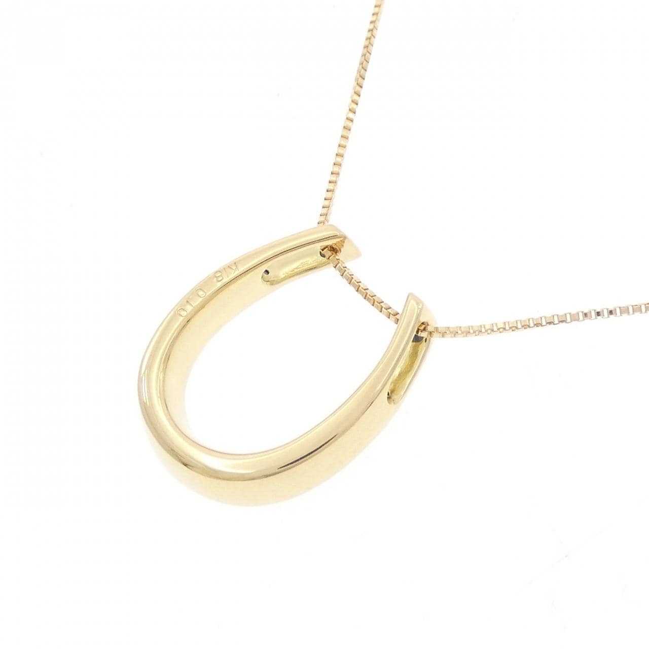 K18YG ホースシュー ダイヤモンド ネックレス 0.10CT