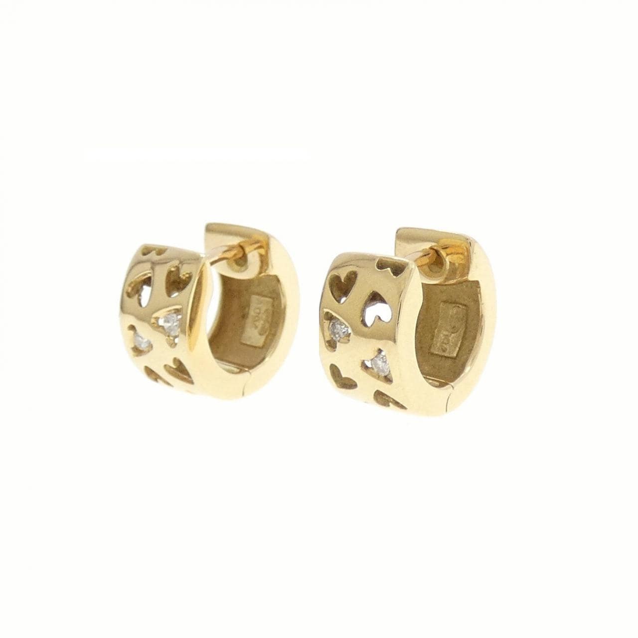 750YG ハート ダイヤモンド ピアス