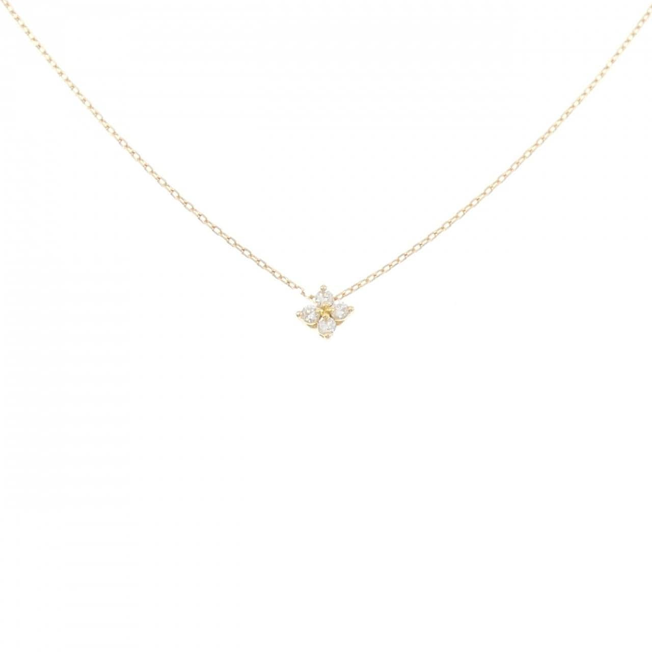 K18YG フラワー ダイヤモンド ネックレス 0.04CT