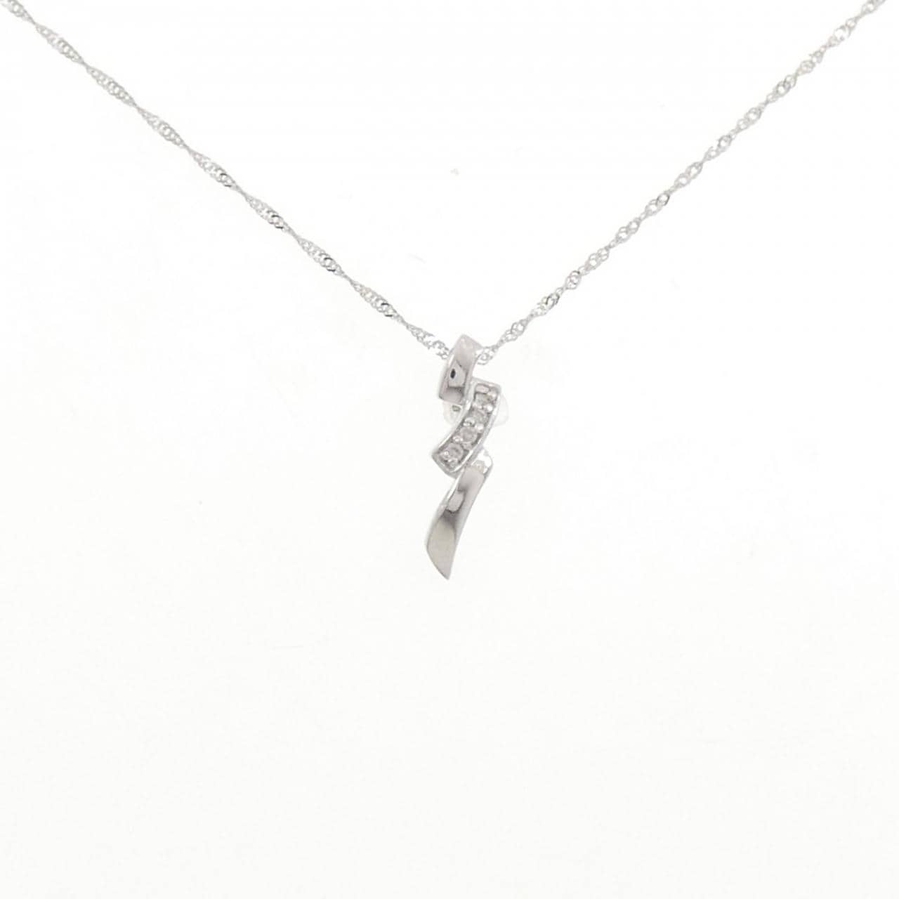 K18WG/750WG ダイヤモンド ネックレス 0.03CT