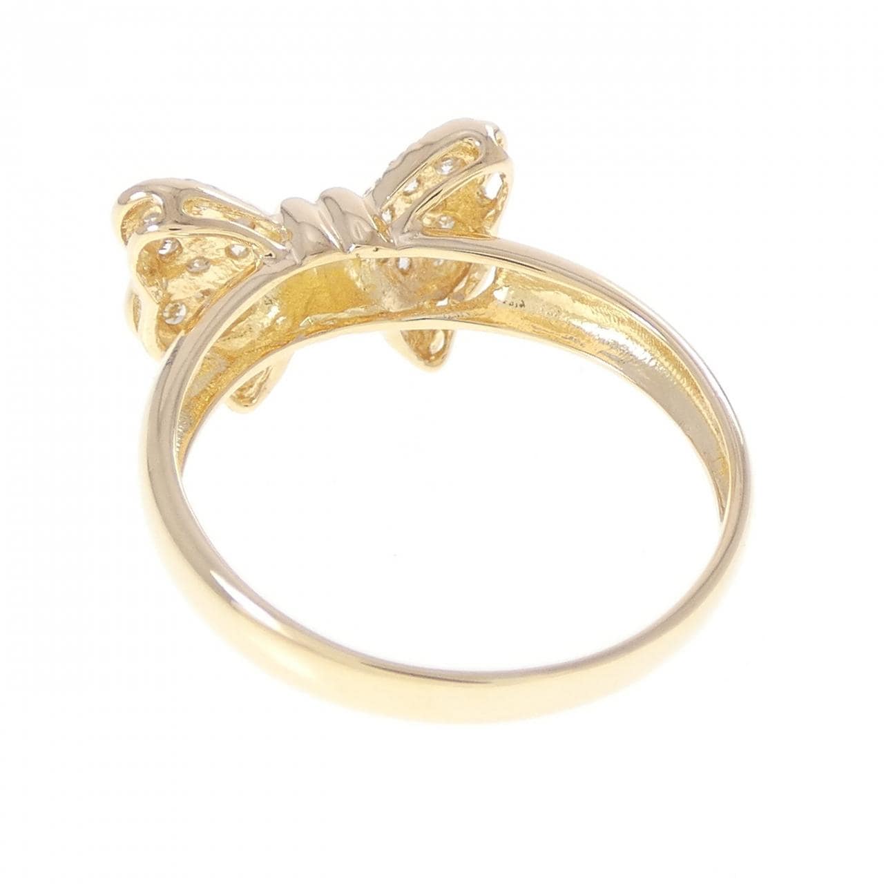 K18YG リボン ダイヤモンド リング 0.19CT