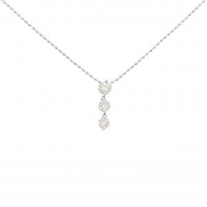 K18WG スリーストーン ダイヤモンド ネックレス 0.30CT