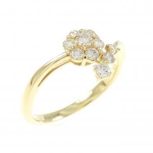 【新品】K18YG フラワー ダイヤモンド リング 0.25CT