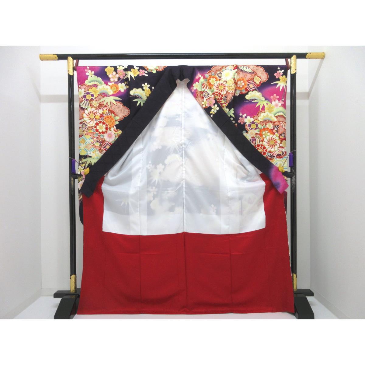 振袖　友禅金彩加工　刺繍入りボカシ染