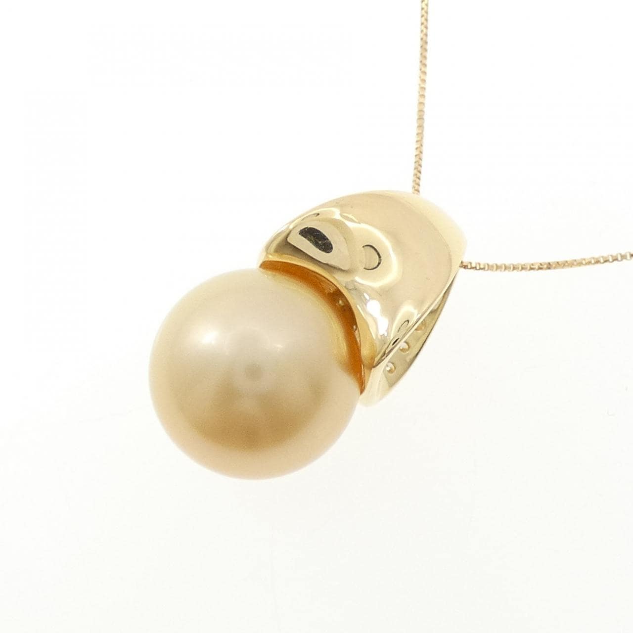 K18YG 白蝶パール ネックレス 13.6mm