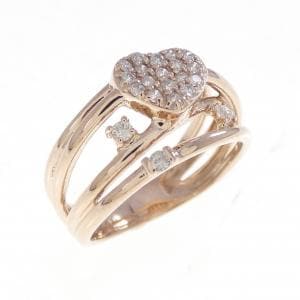 K10PG ハート ダイヤモンド ピンキーリング 0.19CT