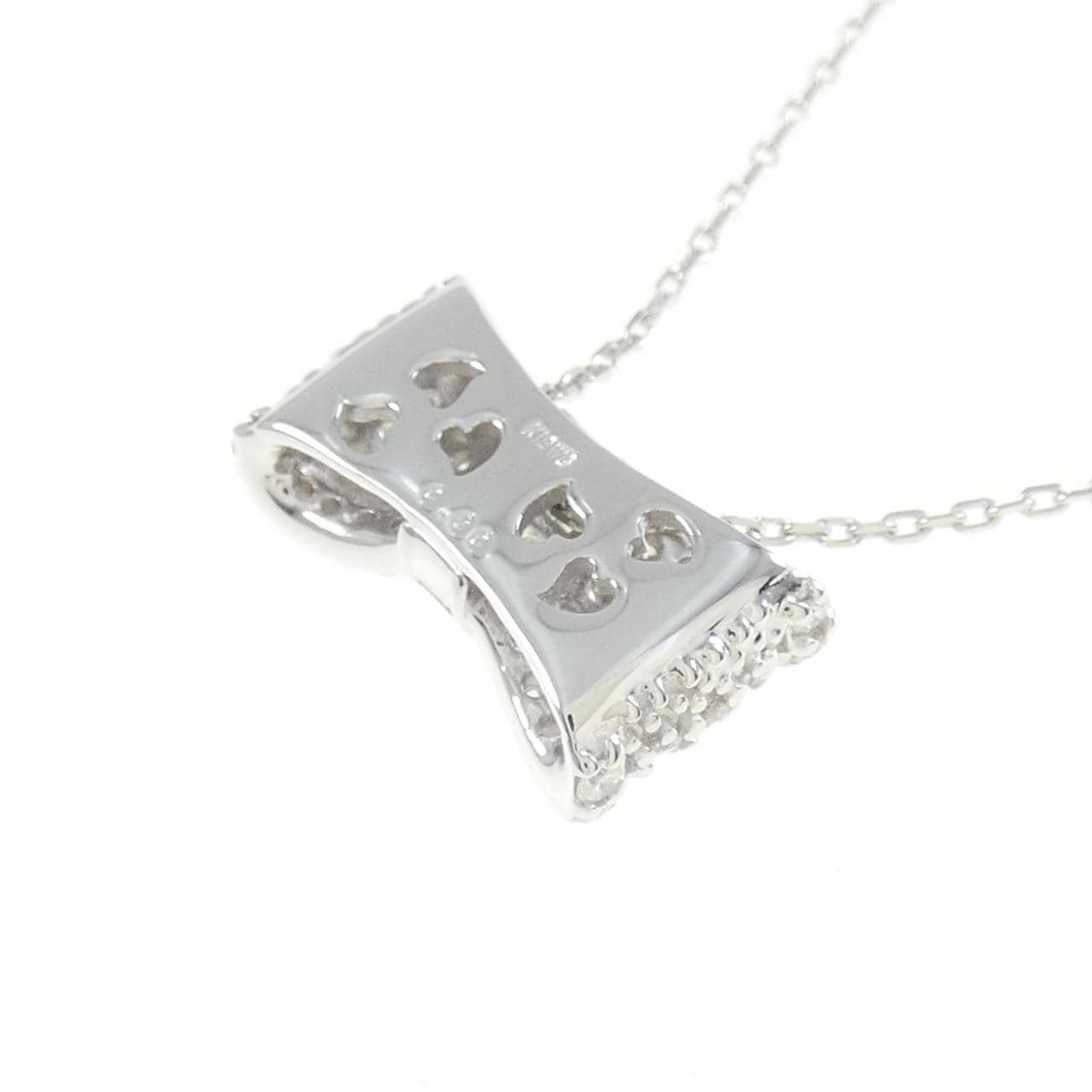 K18WG リボン ダイヤモンド ネックレス 0.60CT