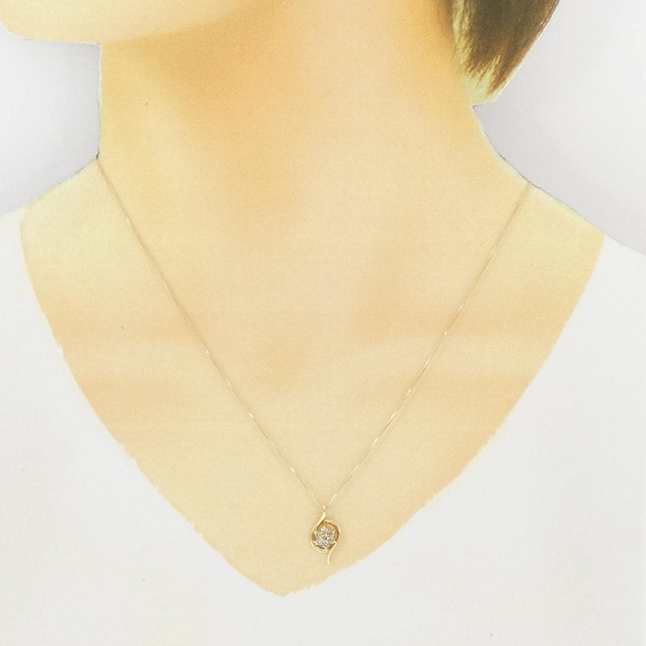 K18YG フラワー ダイヤモンド ネックレス 0.25CT