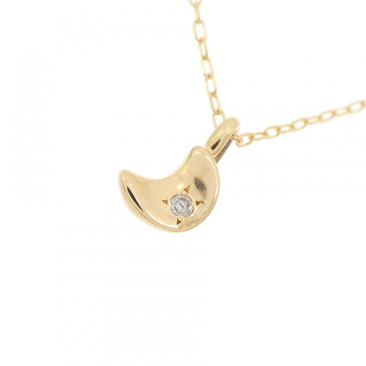 K18YG ムーン ダイヤモンド ネックレス 0.01CT