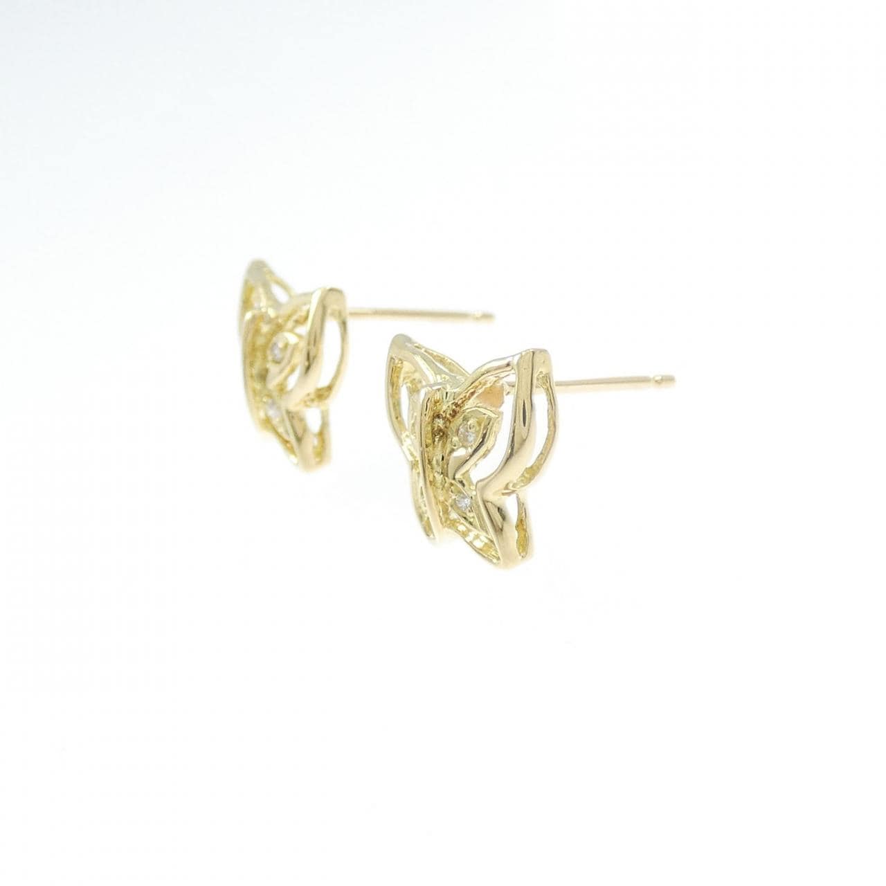 K18YG バタフライ ダイヤモンド ピアス