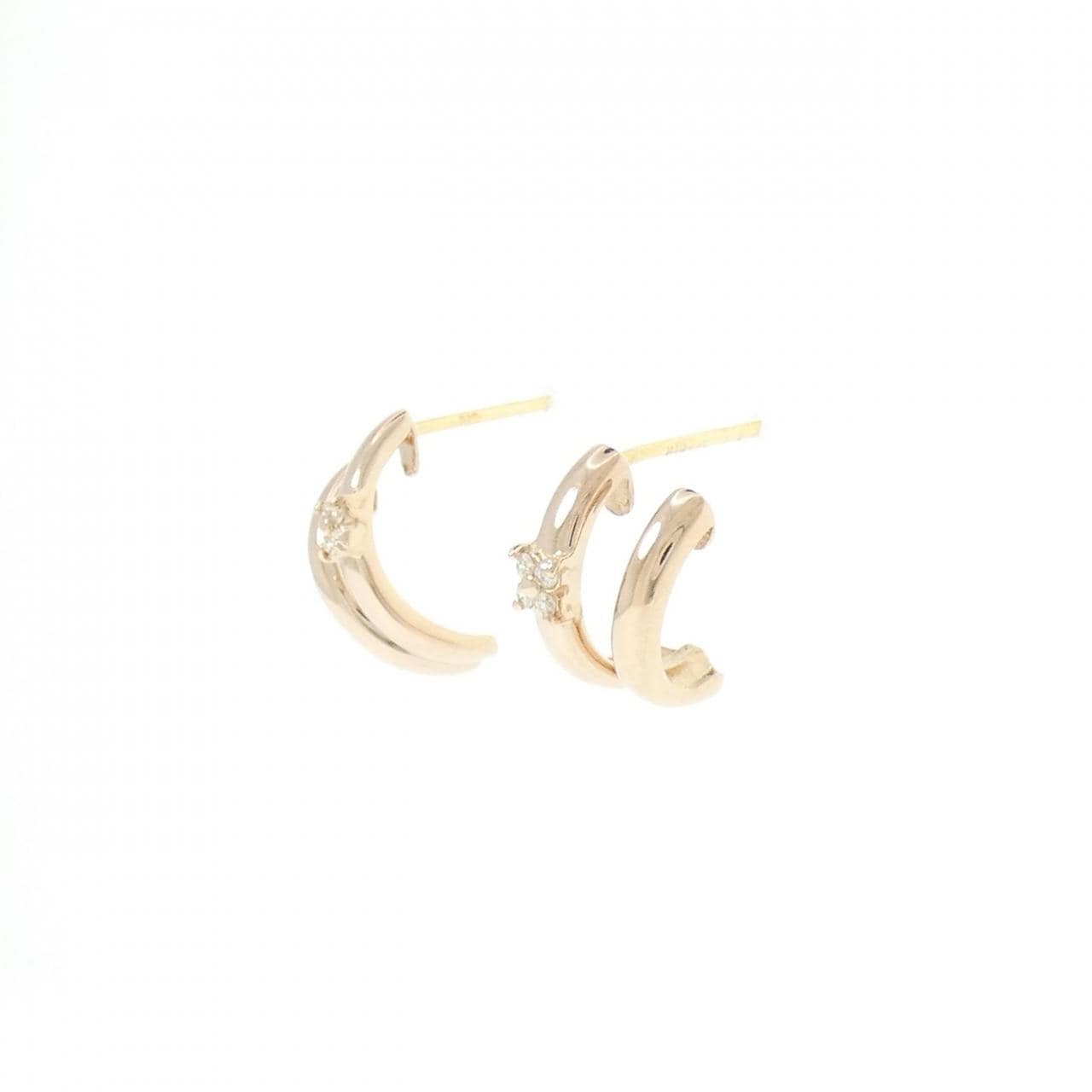 K18PG フラワー ダイヤモンド ピアス 0.04CT