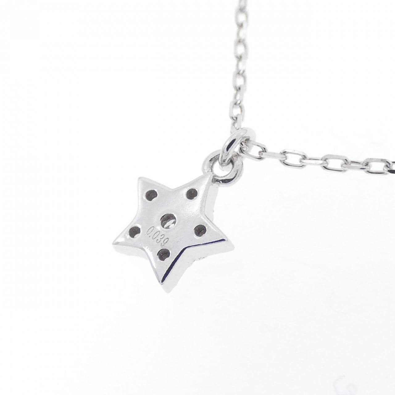 K18WG スター ダイヤモンド ネックレス 0.039CT