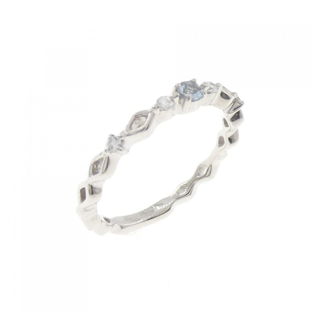 4゜C アクアマリン ピンキー リング
