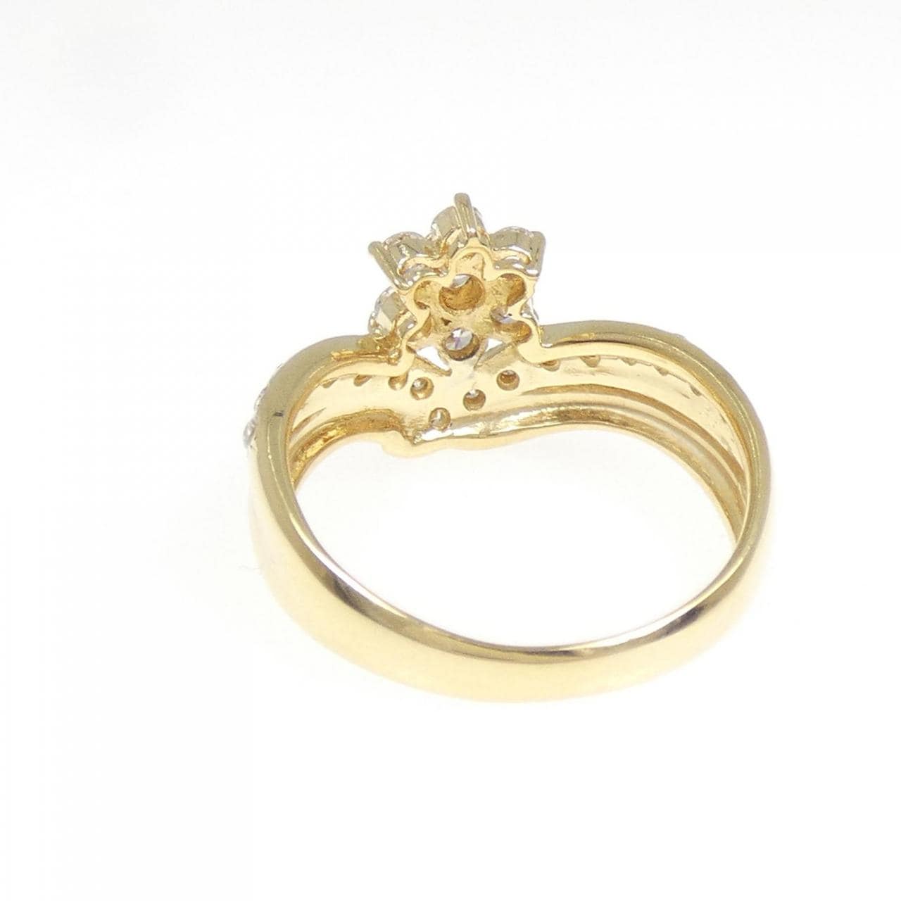 K18YG フラワー ダイヤモンド リング 0.47CT