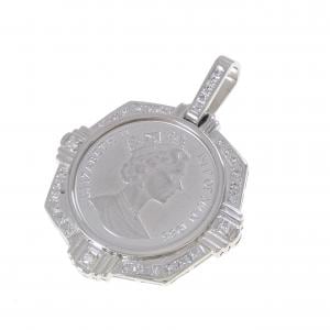 PT900(枠) ダイヤモンド コイン ペンダント 0.34CT