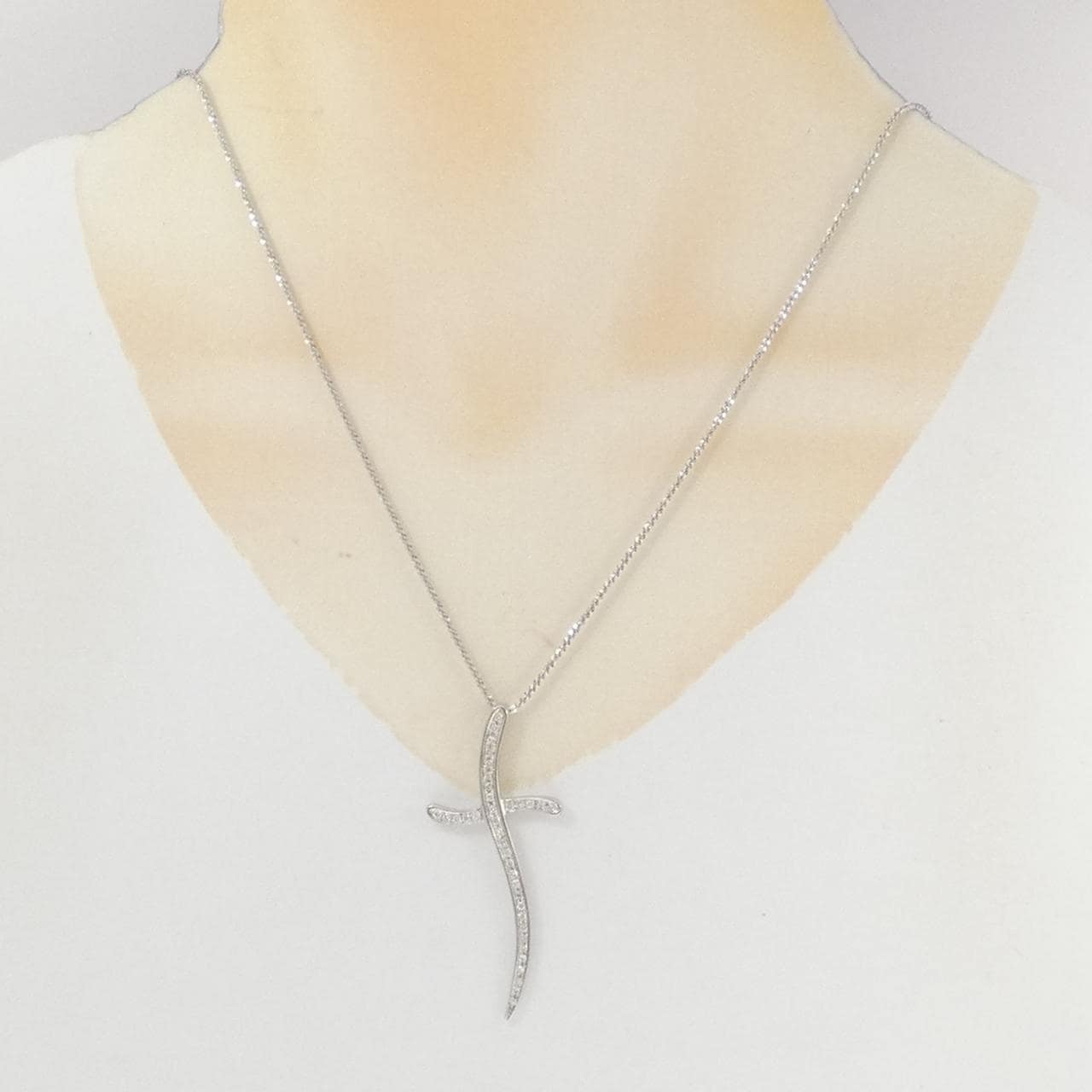 K18WG クロス ダイヤモンド ネックレス 0.50CT