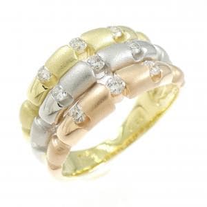 K18YG/PT900/K18PG ダイヤモンド リング 0.20CT