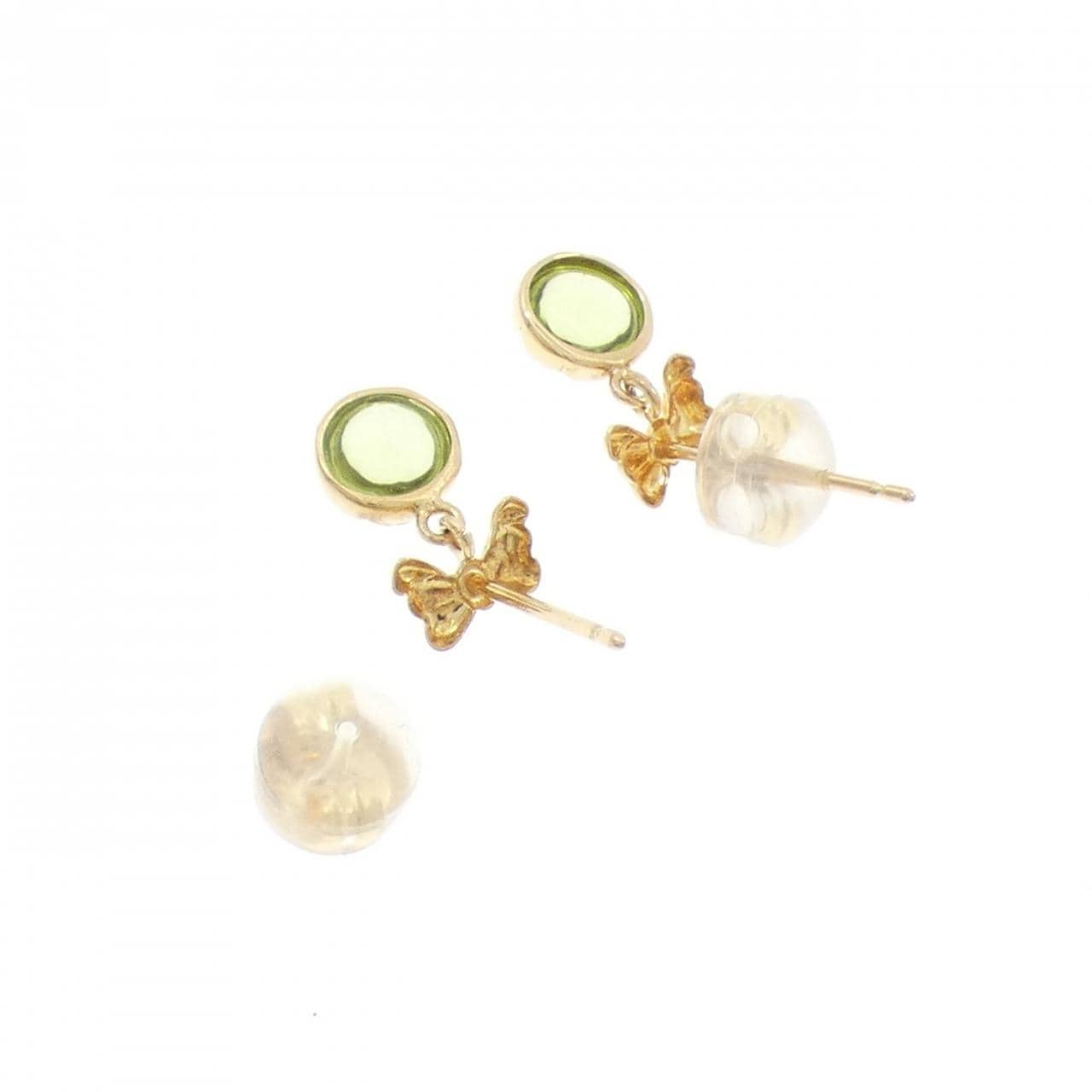 K18YG リボン ペリドット ピアス