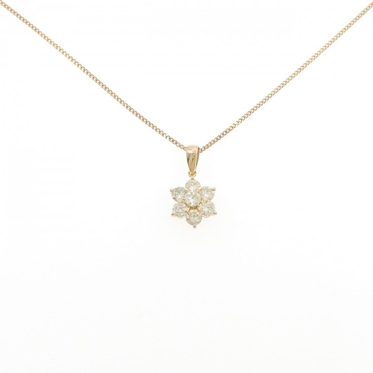 K18YG フラワー ダイヤモンド ネックレス 1.04CT