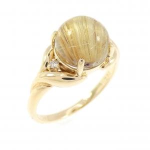 K18YG ルチルクオーツ リング 2.94CT